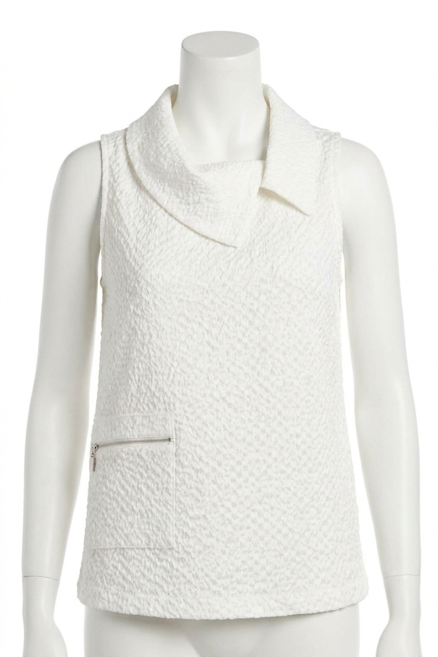 NEW JOSEPH RIBKOFF textured sleeveless top in white